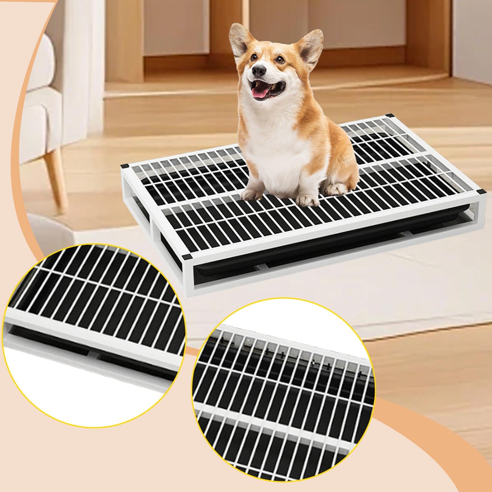 Bandeja Sanitaria para Perros Orinal Interior Portátil Inodoro de Entrenamiento Y Soporte para Empapadores con Almohadillas Antideslizantes Adecuado