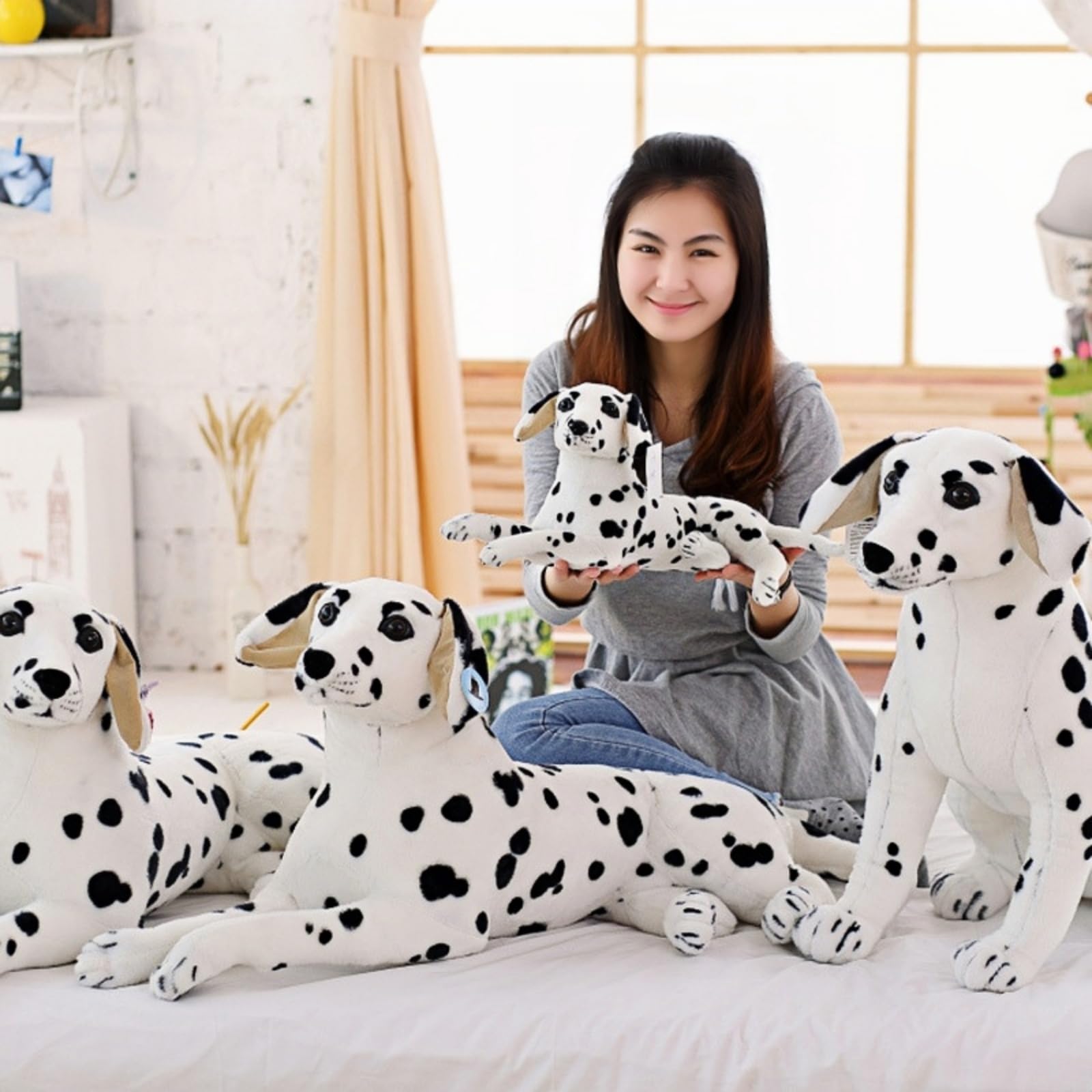Peluche, Perro dálmata Juguetes de Peluche Suaves Perro Realista Peluches Regalo(Standing Posture,40cm)