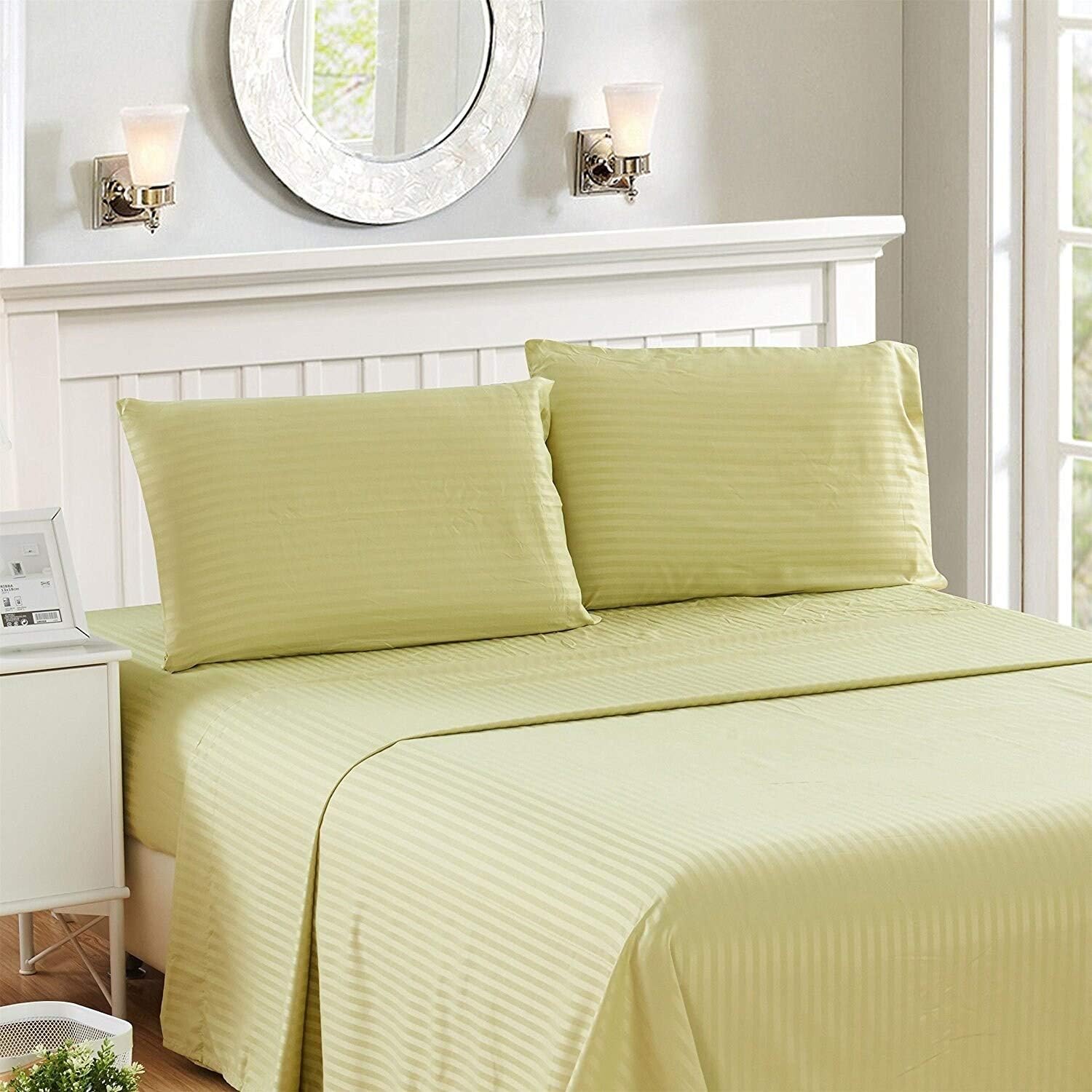 Lux Decor Collection Bed Sheet Set – 4 Piece Bed Sheets - Brushed Microfiber - (King Size, Striped Brown)