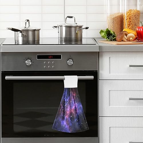 Miniatura 6 de AUUXVA Juego de 2 toallas de mano de cocina, Universe Galaxy Star Space - Juego de toallas de cocina absorbentes de secado rápido con lazo para