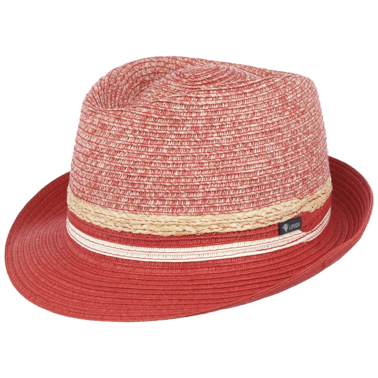 Lipodo Melanto Trilby Fedora Hat Made in Italy Straw Paper Raffia Unisex Lightweight Multicolored Summer