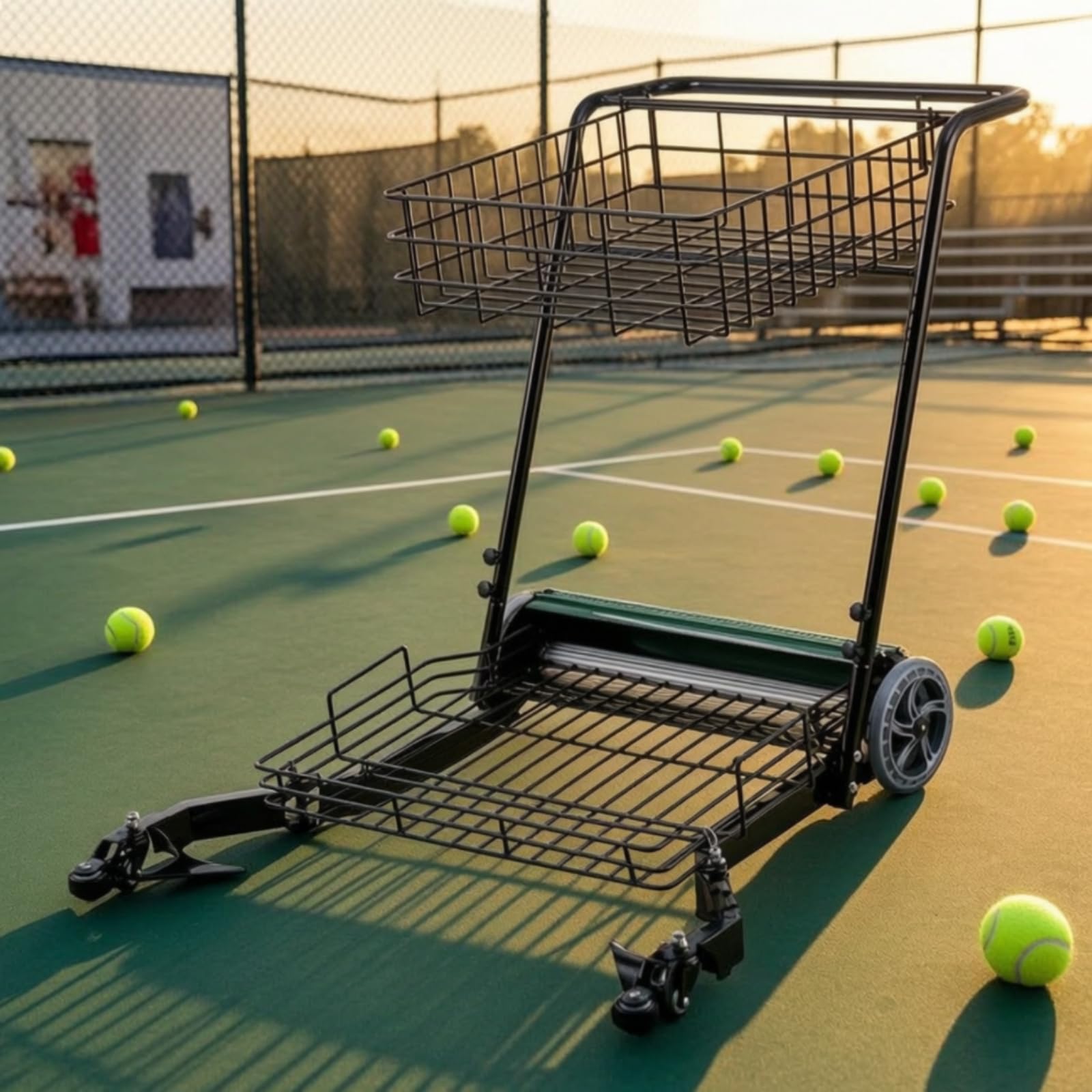 harayaa Tennis Ball Collector Carrello Raccoglipalline Tennis Carrello Tennis Cesto Tennis Contenitore Palline Struttura in Lega di Alluminio E Filo di Ferro, Arancione