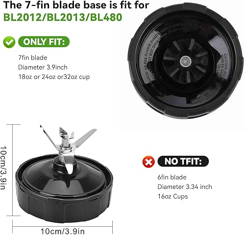 Miniatura 4 de Cuchillas cruzadas con juntas de goma piezas de repuesto para licuadora NUTRI NINJA, pieza de repuesto de hoja cruzada para licuadora Magic Bala,