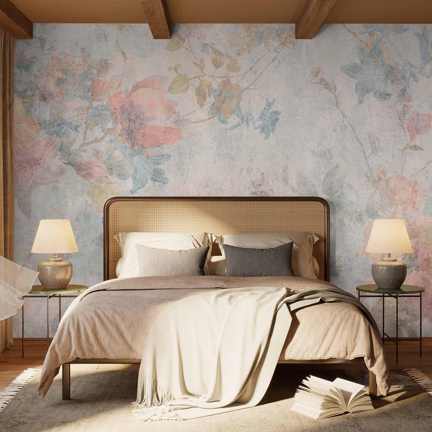 murando Fotomurales Autoadhesivos Retro Flores 441x315 cm Papel Pintado | Decoración de Pared Murales Pegatina decorativos adhesivos 3d Fotográfico Botánica Naturaleza Pradera