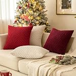 MIULEE Couvertures d'oreiller Jetez doux Corduroy décoratif ensemble de 2 Boho Coussin rayé Couvertures d'oreillers Étagères Agritourisme Décor pour Couch Bed Canapé Salon 18x18 Crème de pouce blanc