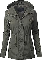 MixMatchy Women's Lightweight Hooded Anorak Jacket - Zip Up Utility Safari Coat with Pockets & Drawstrings