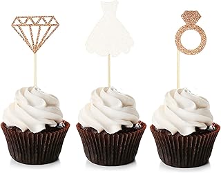 24 قطعة من بلومومون فستان خاتم الماس كب كيك القبعات العالية ارتفع الذهب بريق الزفاف دش اختيارات كب كيك الزفاف المشاركة حفلة عيد ميلاد كعكة الزينة