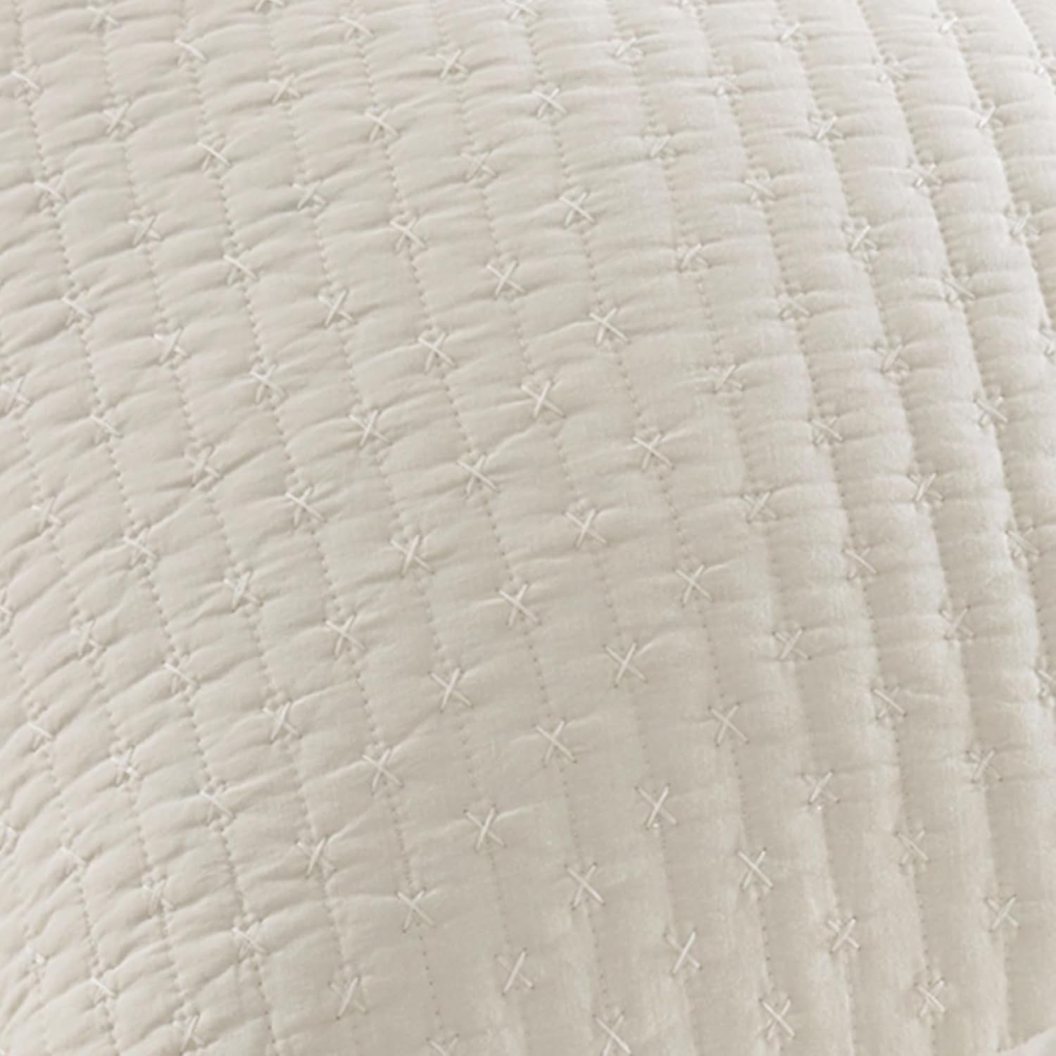 Levtex Home - Cross Stitch Quilt Set - 100% Cotton - King Quilt (106x92in.) + 2 King Shams (36x20in.) - Cream