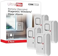 UltraPro Window & Door Alarm 4-Pack: 120dB Wireless Chime/Alarm, Easy DIY Install for Home, Apartment, Garage Security - Model 45174