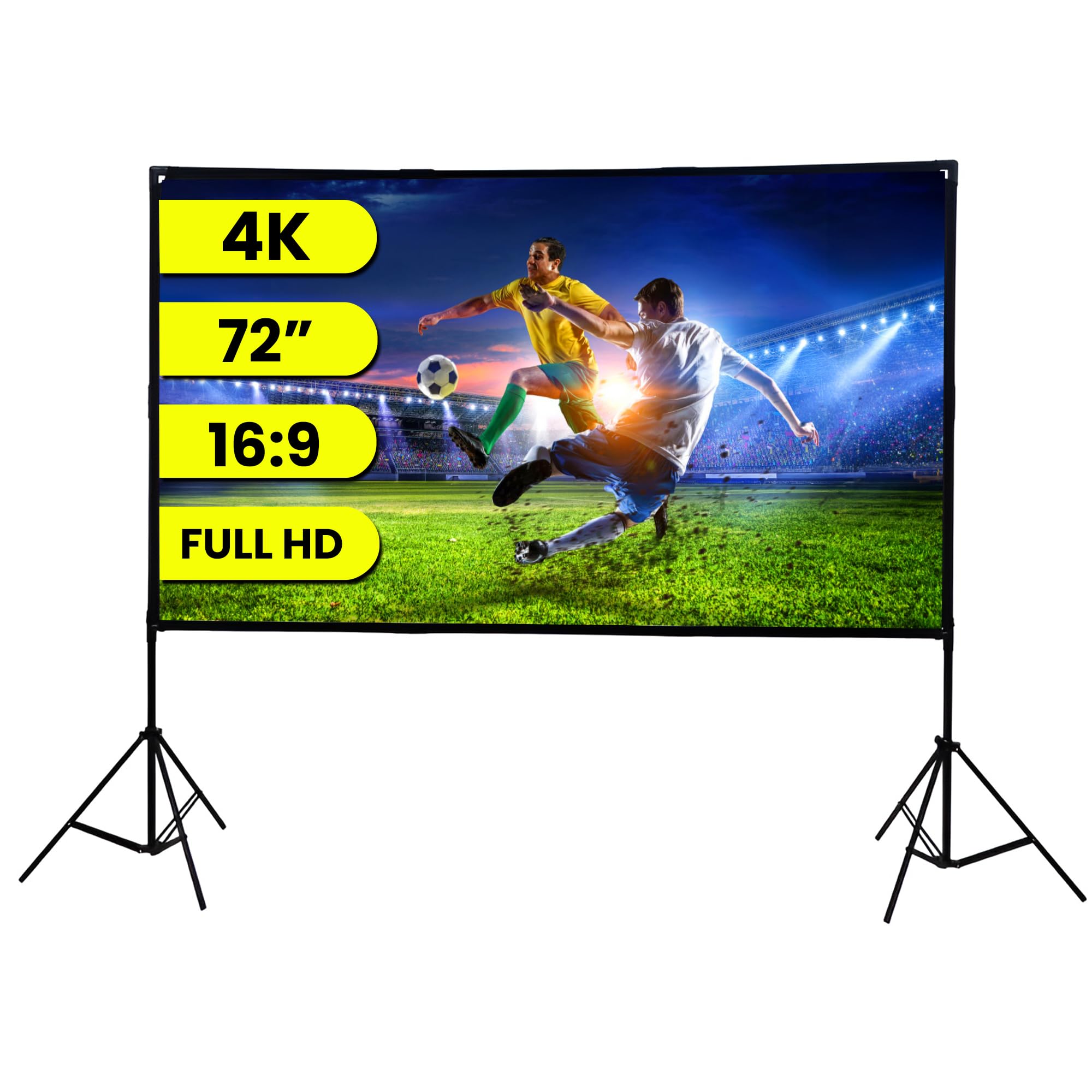 Extralink Telo per Proiettore 72 Pollici con Treppiede - Pieghevole 16:9 per HD/4K, Schermo Portatile Anti-Piega per Home Cinema, Telo per proiettore da Esterno & Presentazioni, 160x90CM