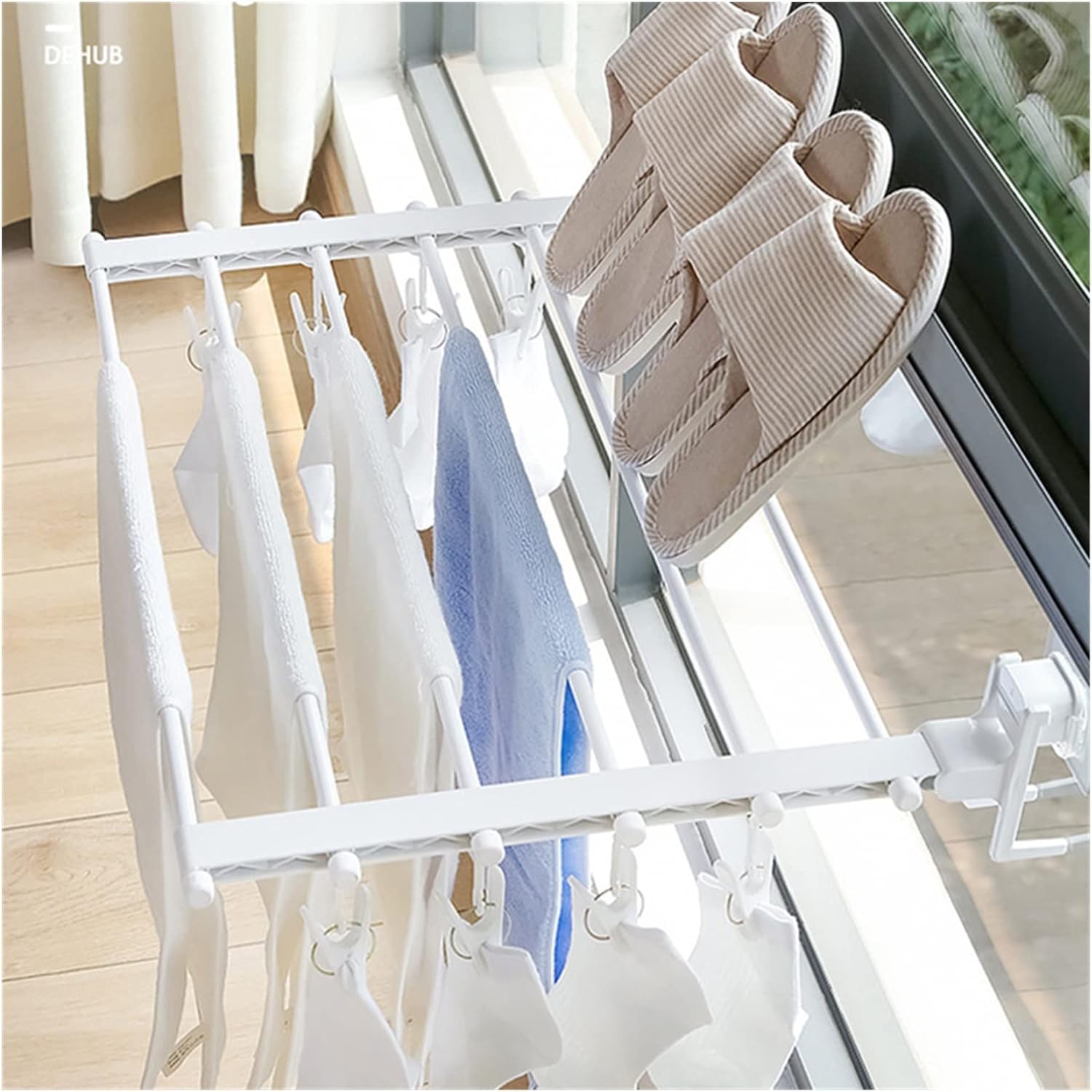 Clothes Drying Rack Folding Hanger Wall Mount Retractable Cloth Outdoor Space Saving Aluminum Home Laundry Clothesline,