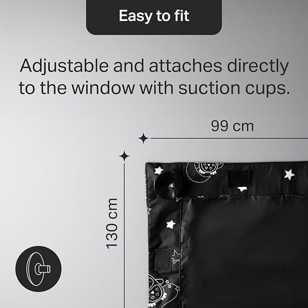 Tommee Tippee Sleeptight Portable Blackout Blind, Medium, 99 x 130 cm, Star and Moon Print, Suction Cups, Lightweight, Adjustable Baby and Toddler Blind - 4