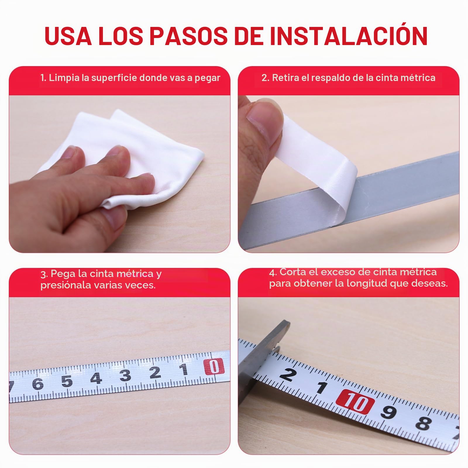 6 cintas métricas autoadhesivas de 1 m/2 m,regla métrica de acero métrico,para bancos de trabajo (adelante,atrás,centrado)