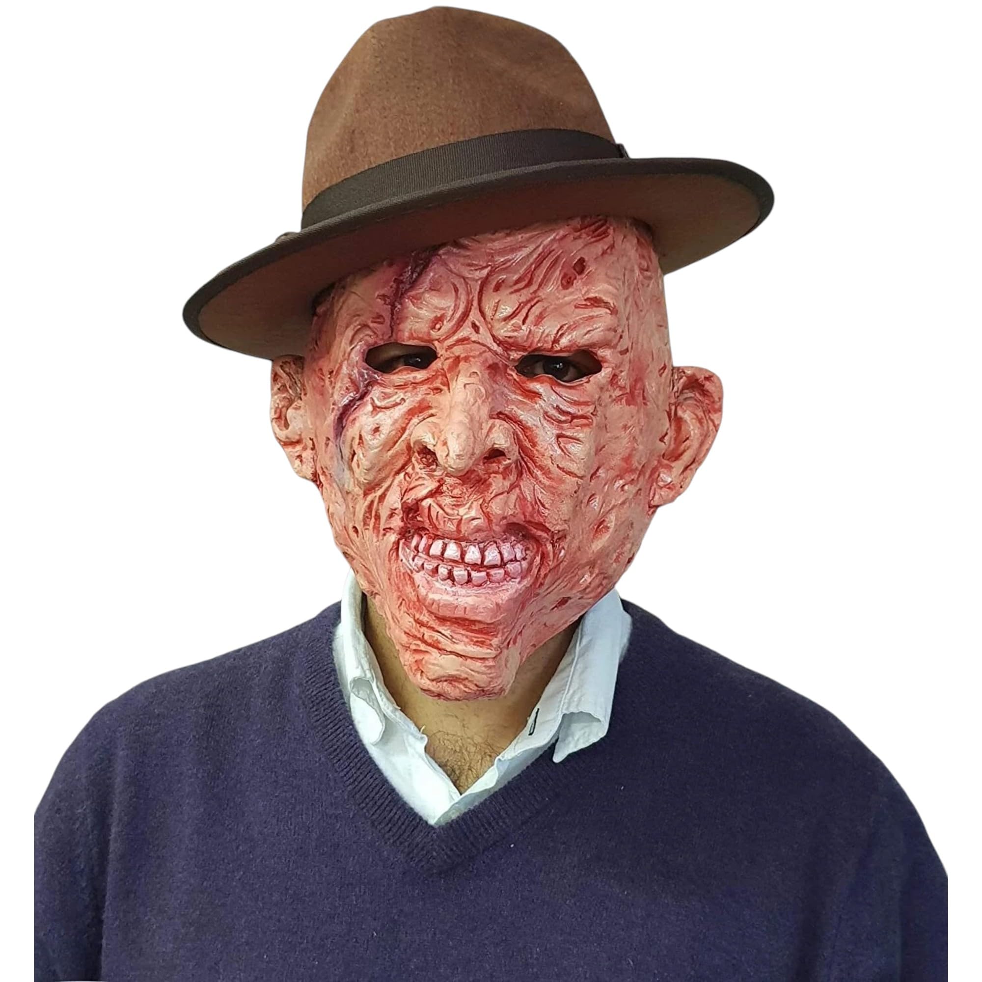 Hiffy Halloween Bleeding Ghost Face Mask with Blood Pump, Scary Costume Accessory (Burnt Man Mask) — image 1