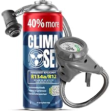 CLIMASET - Automotive AC Recharge Kit - Gas & Oil R134a + Hose - for Vehicles 1994-2016, Modern Easy-to-Use Hose with Pressure Gauge [Energy Class A]