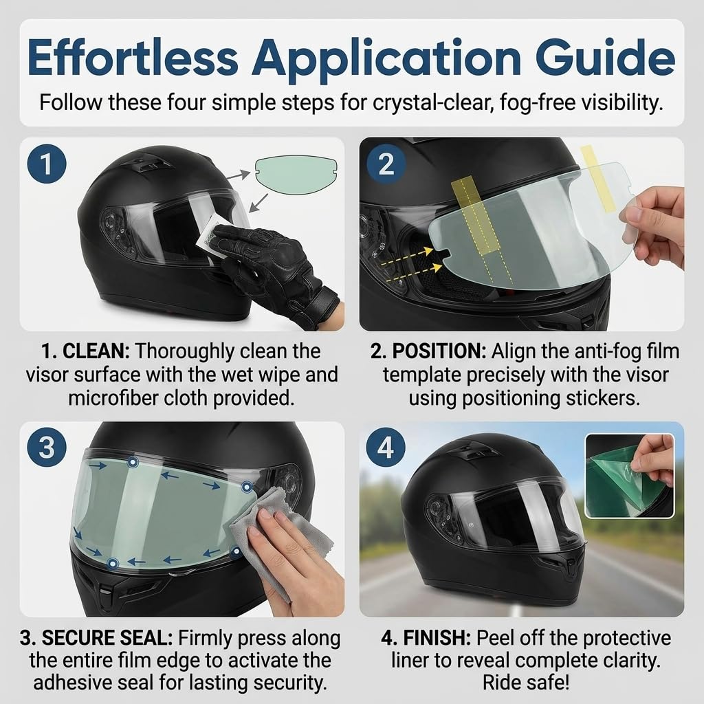 2 PCS Universal Pinlock Visor Insert Film,Anti Fog Helmet Visor Insert, Motorcycle Anti Fog Visor, HD Clear Anti Glare Waterproof Shield for Full Face & Open Face Helmets, Motorbike Helmet Accessories — view 6
