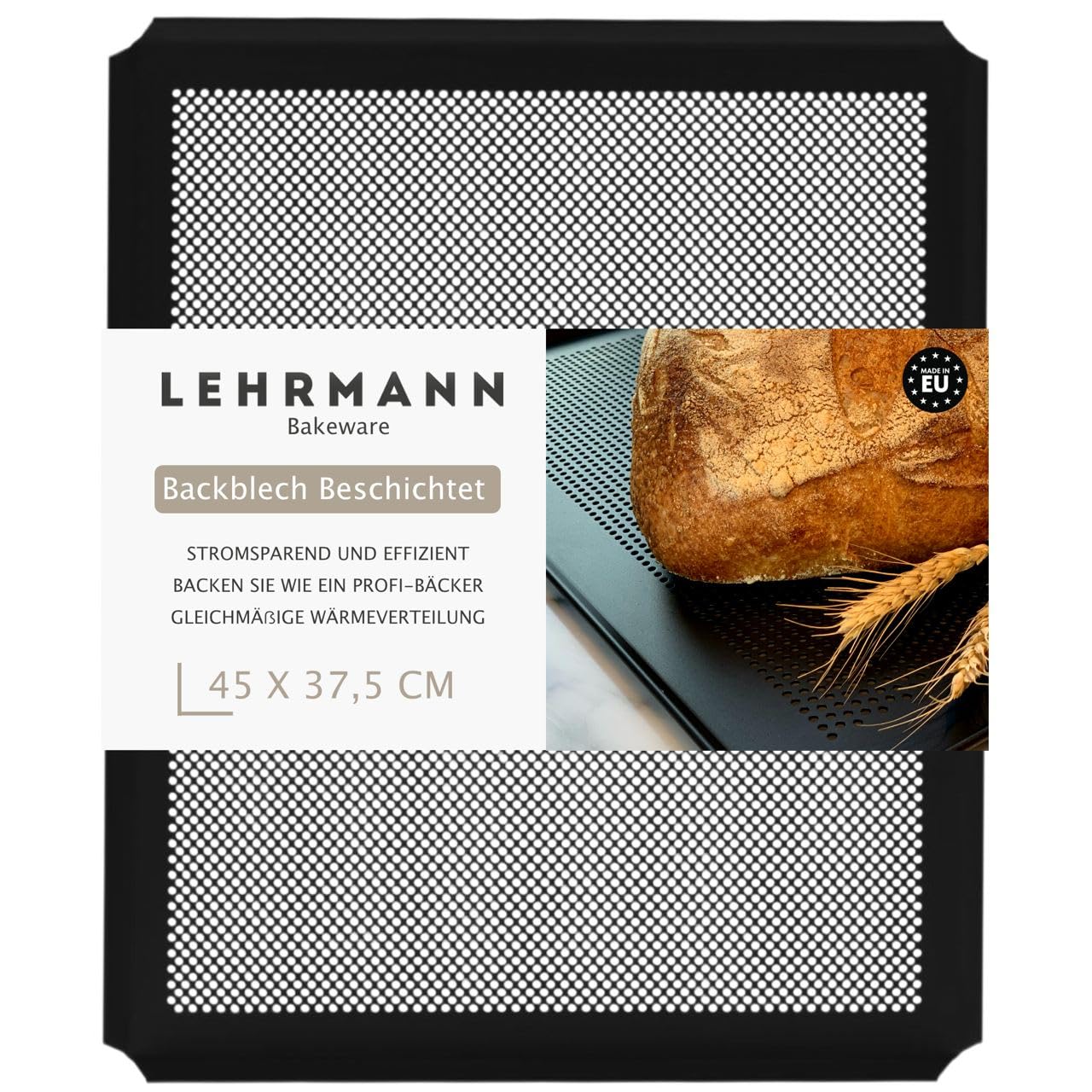 LEHRMANN Plaque perforée 45 x 37,5 cm avec revêtement anti-adhésif pour Comparable/remplaçable four WHIRLPOOL MIELE SIEMENS