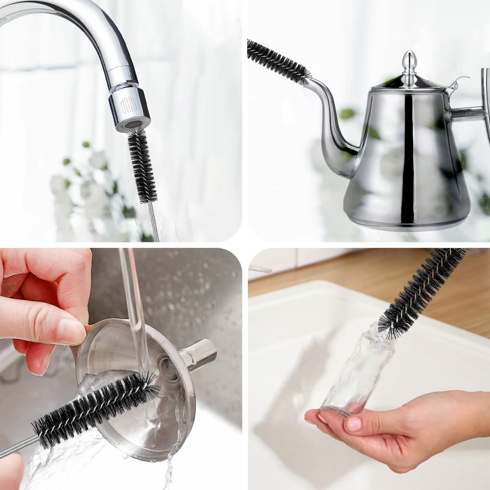 200cm Stura Tubi di Scarico Flessibili Pulisci Tubature Pulisci Tubi Scarico Spazzola Pulizia Scovolino Doppio per Cucine Vasche Bagno Servizi Igienici Fognature lavandino Nero
