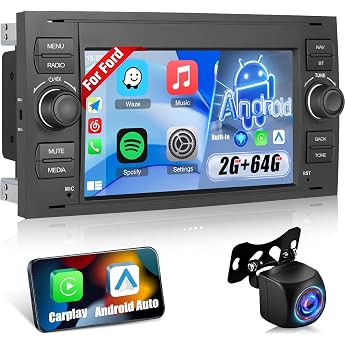 Android Car Radio for Ford Transit Fiesta Focus Galaxy Mondeo Fusion Kuga C-Max S-Max Connect with Wireless Carplay and Android Car [2G + 64G] Touchscreen Car Radio with GPS/WiFi/Bluetooth/EQ/FM RDS