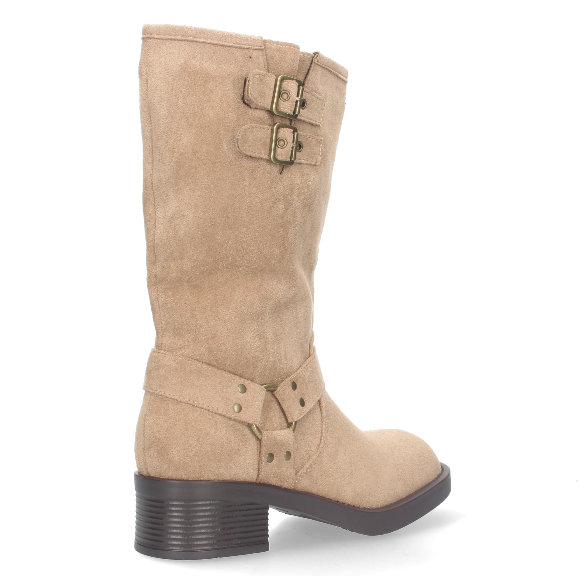 Damskie buty motocyklowe na niskim obcasie, zapinane na zamek, wygodne do noszenia na co dzień i do jazdy. Długość cholewki 27 cm.