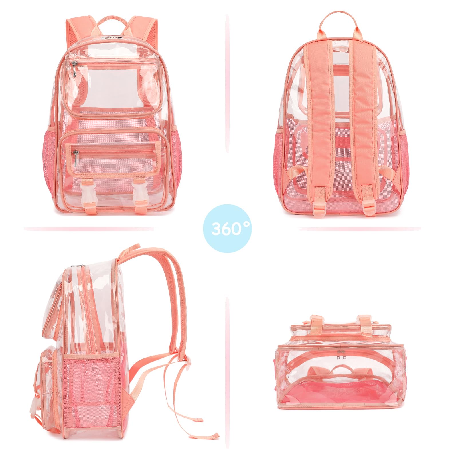 Mochila escolar transparente para niñas y niños, PVC resistente, transparente, para niños, mujeres y hombres