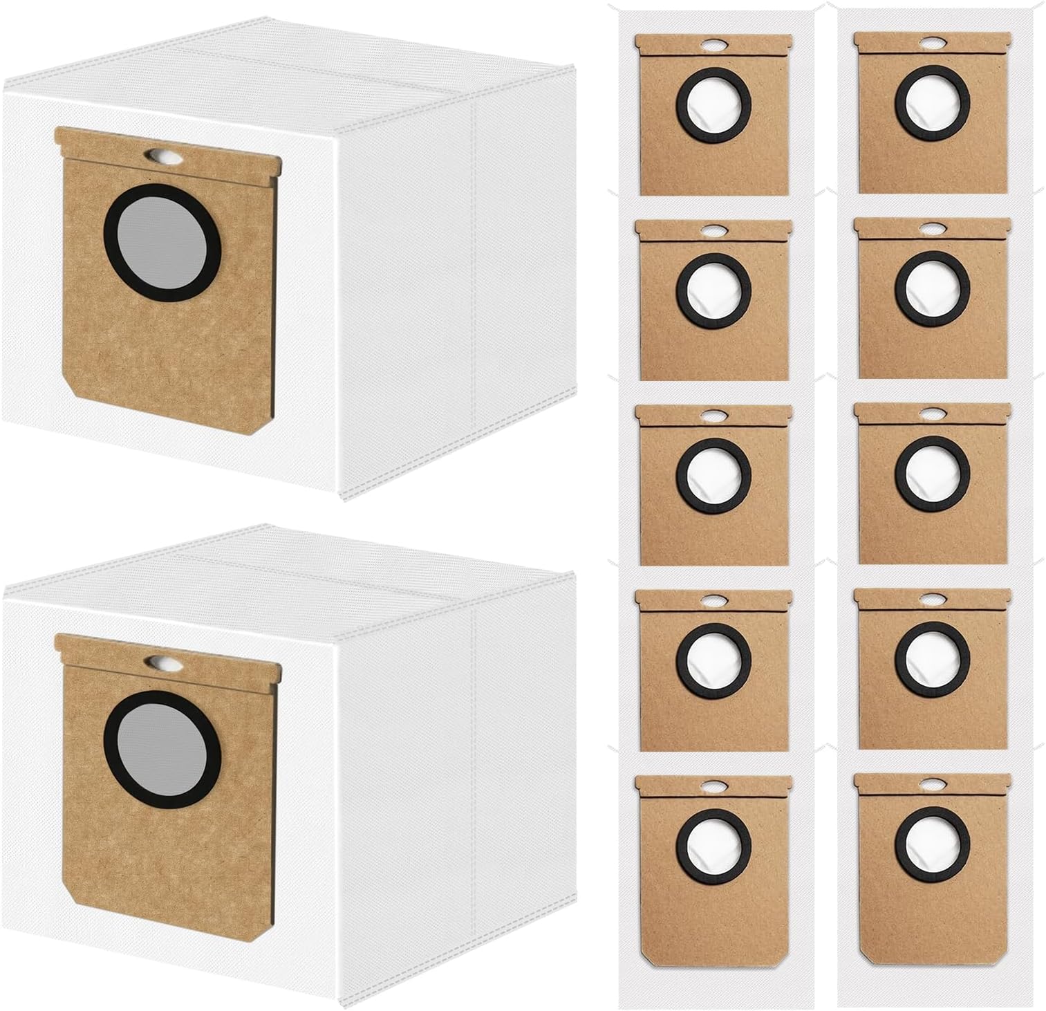 VIEWALL12 Pack L60 L50 Dust Bags Compatible with Eufy L60 SES, L50 SES Robot Vacuum Self-Empty Station, White/Yellow