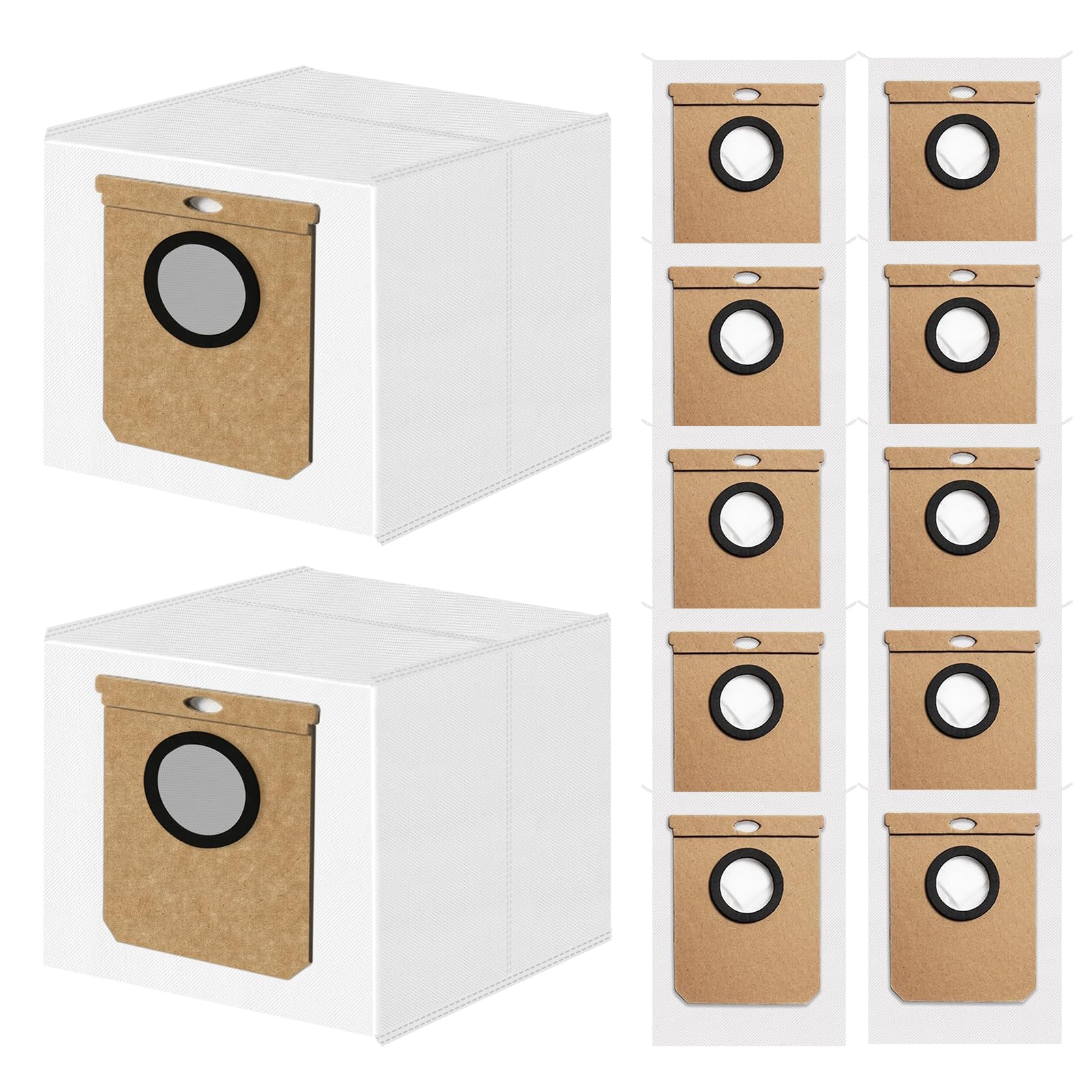 VIEWALL12 Pack L60 L50 Dust Bags Compatible with Eufy L60 SES, L50 SES Robot Vacuum Self-Empty Station, White/Yellow