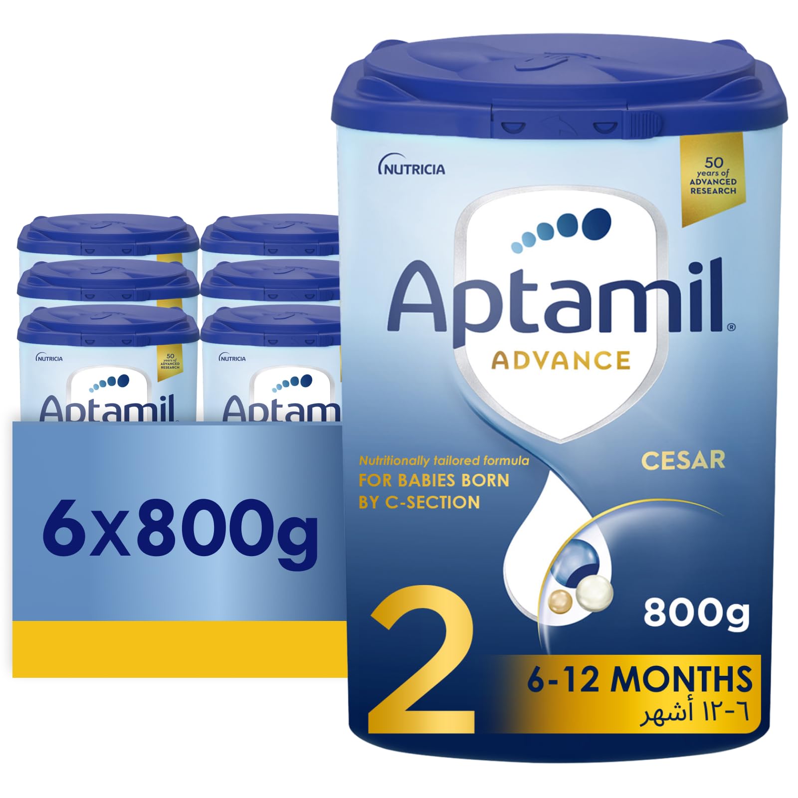 AptamilAdvance CESAR 2 Infant Milk Formula, 6-12 months (800g each) Pack of 6