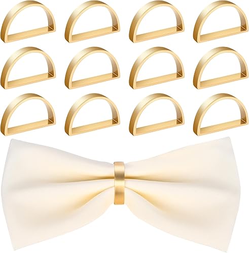 ZCHQMYJR Juego de 12 servilleteros dorados para servilletas semicirculares para cocina, cena, fiesta, boda, vacaciones, bufé, día de San Valentín,