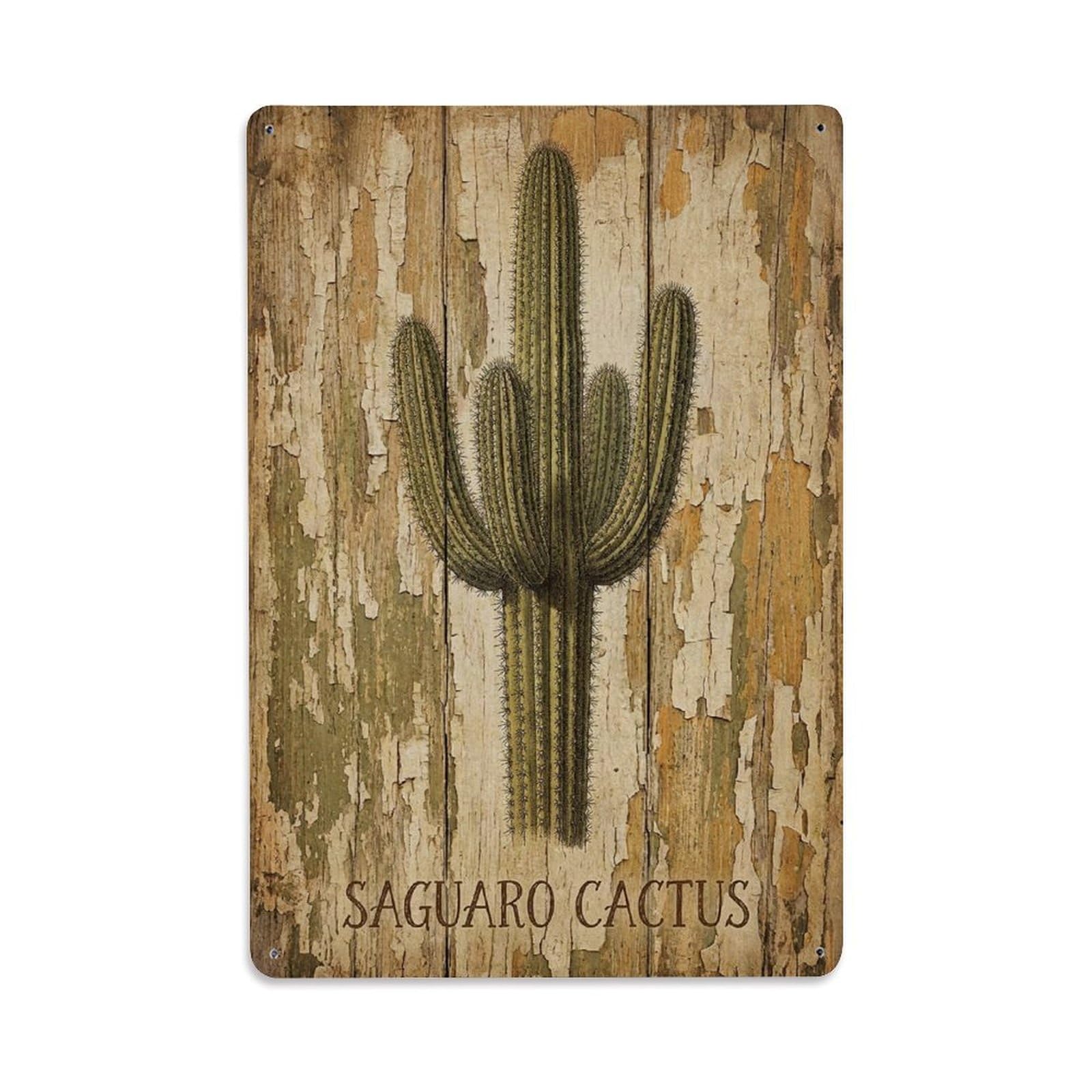 Saguaro Cactus Desert Vintage Metal Tin Sign Plaque Wall Decor for Cafe, Club, Garden Metal Poster 8x12Inch
