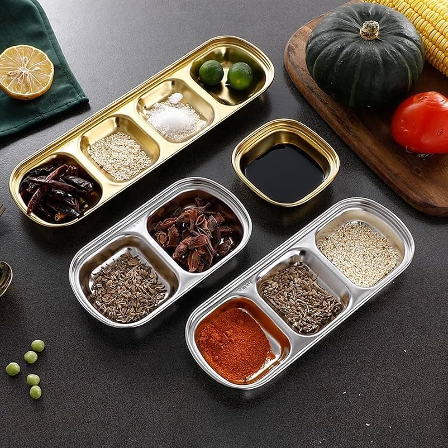 Amazon | 韓国食器ステンレス薬味皿仕切皿小皿，漬物、キムチ