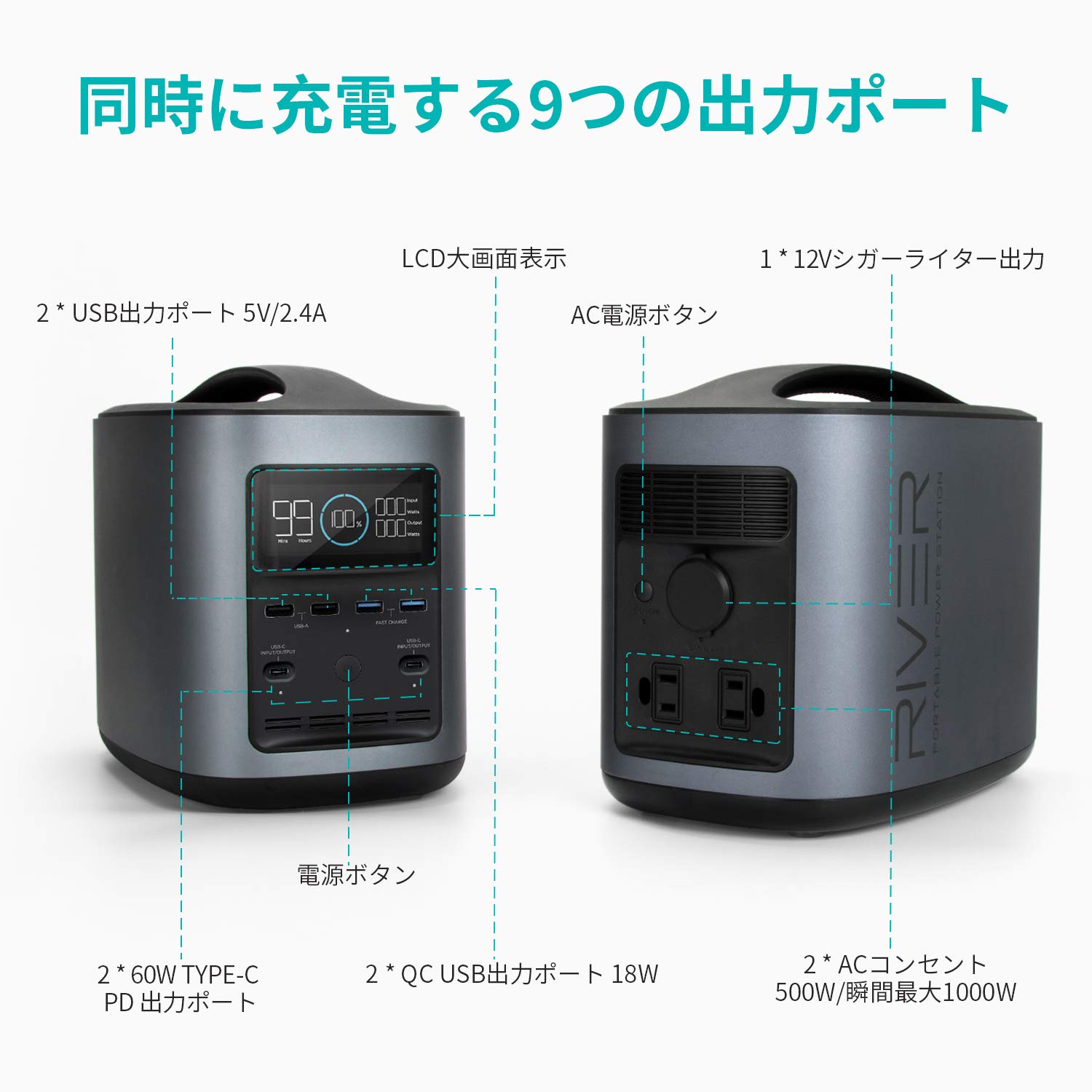 Amazon | EF ECOFLOW R500 ポータブル電源 モバイルバッテリー 9充電