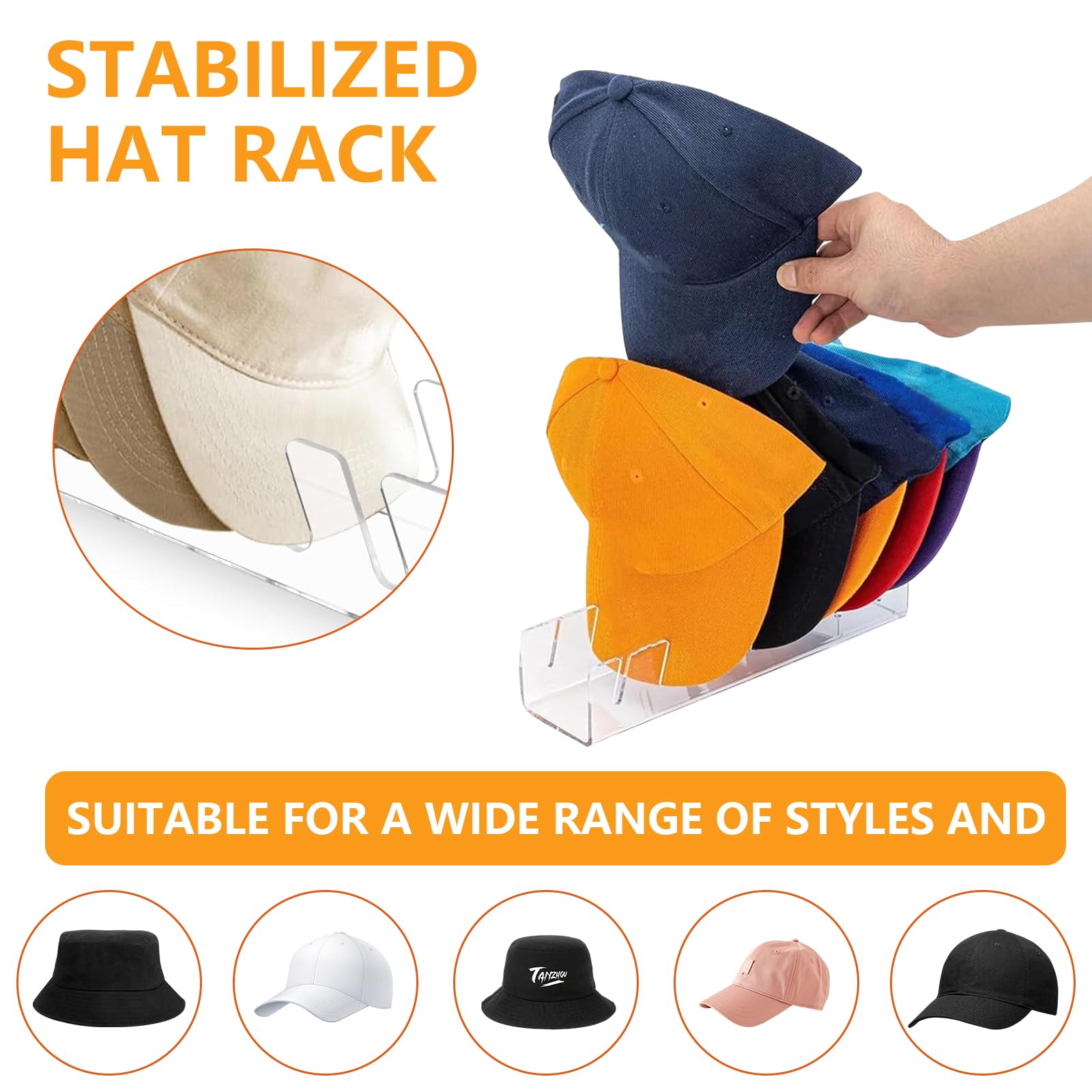 FINGERINSPIRE Espositore Per Cappelli Acrilico Nero: Rack Da Tavolo Per 5 Berretti, Assemblaggio Facile Con Cacciavite Incluso, 30x20 Cm