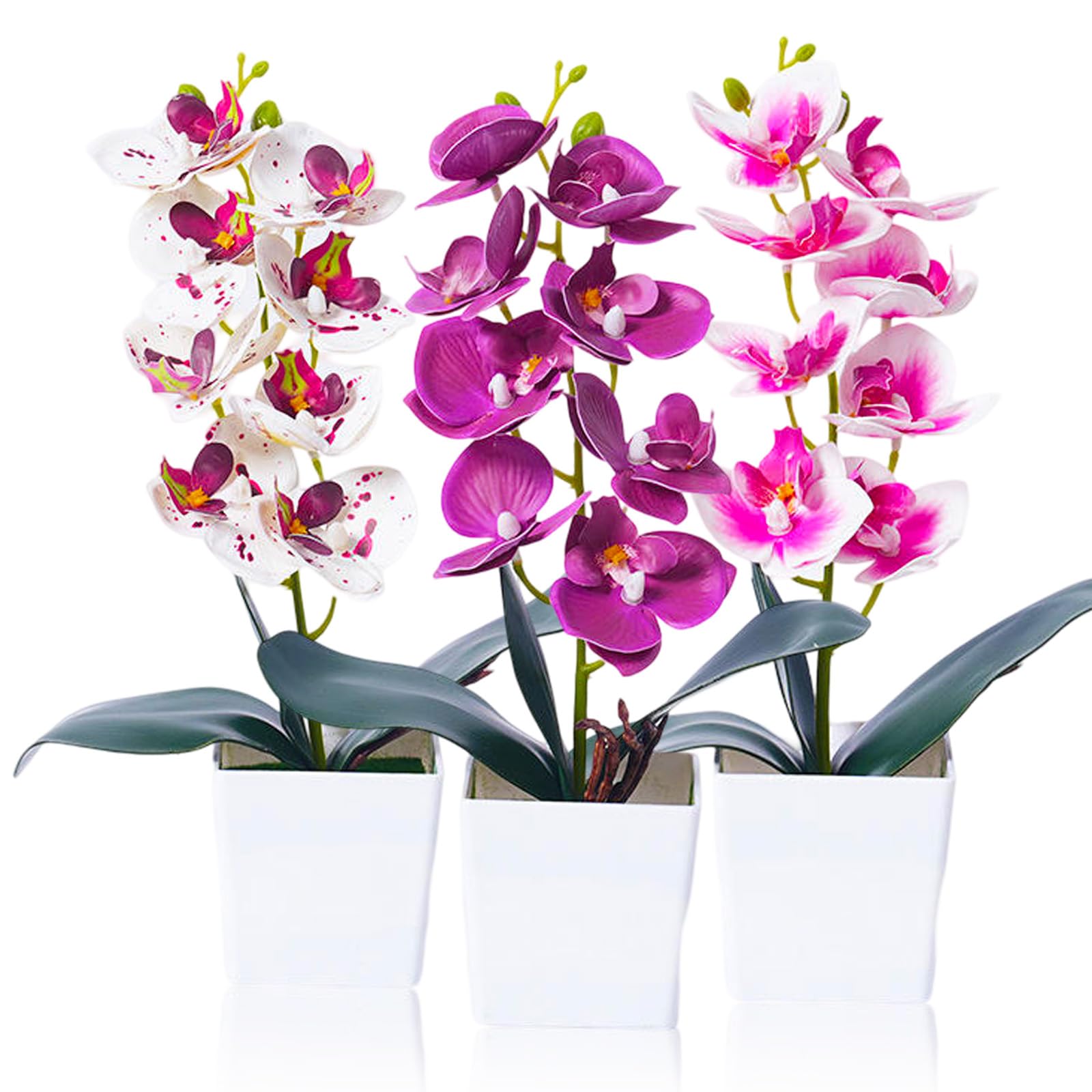 3 sztuczne doniczki orchidei 30 cm roślina kwiaty balkon | ze sztucznymi plastikowymi doniczkami dekoracja kwiatowa dekoracja biurowa
