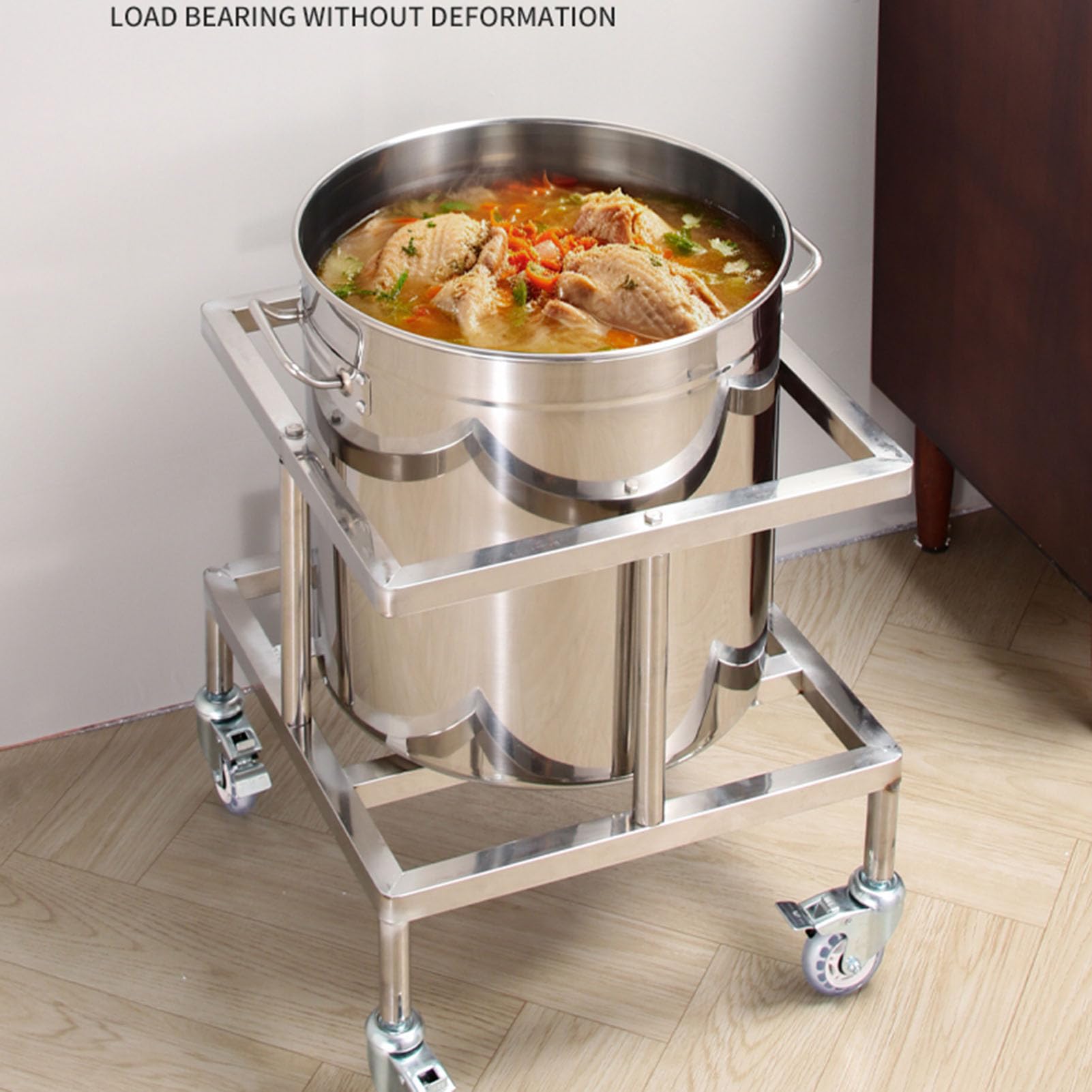 Carro de Acero Resistente para bidones con diseño antivuelco, Soporte móvil Aislado para Cubos de Basura, bombonas de Gas, ollas y macetas, Estante Base de Cocina.