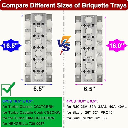 Miniatura 9 de GasSaf Placa de calor para piezas de repuesto seleccionadas de parrilla de gas Turbo, bandejas de briquetas de acero inoxidable de 16.5 pulgadas