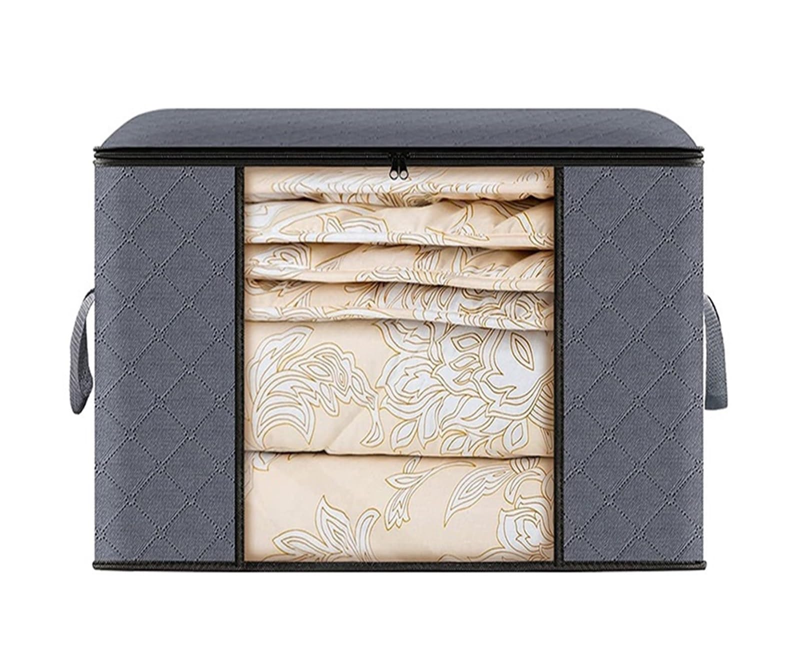 RRYPBOVG Foldable Blanket Storage Bags 3PCS Foldable Blanket Clothes Storage Bags Bedroom Cabinet Containers Organizing with Lids and Handle Large Capacity Storage Bags(60L(55X35X35.5cm))