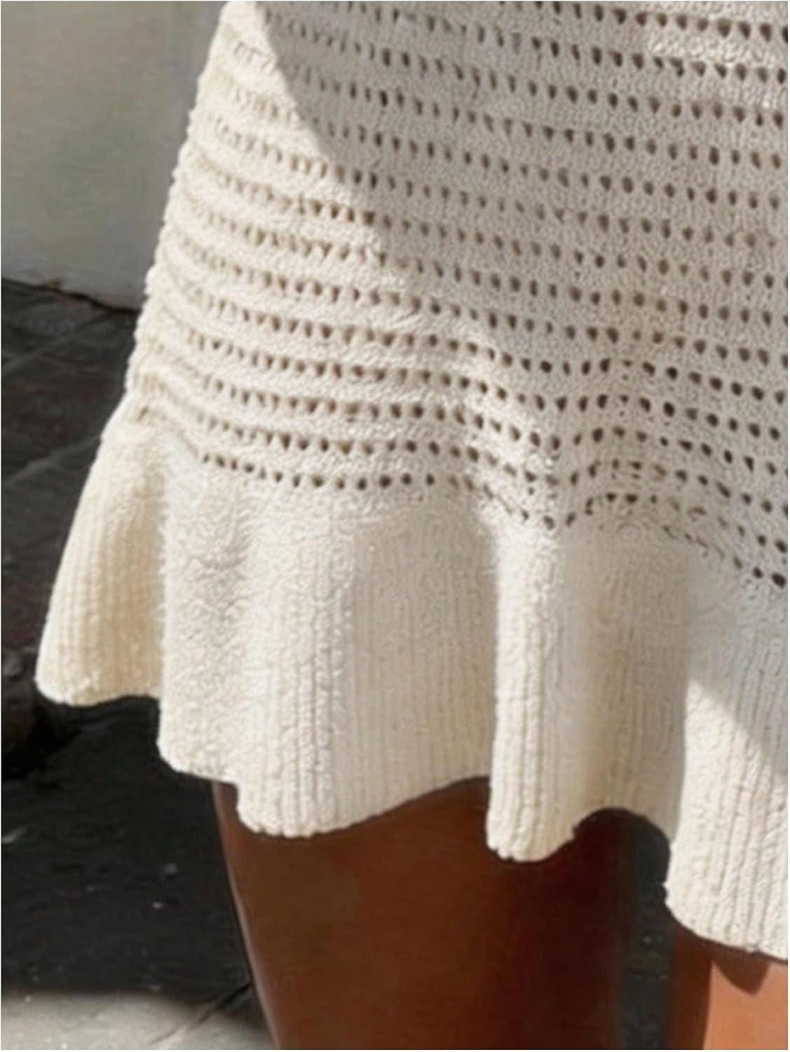 OYOANGLE Women's Crochet Mini Dress Vacation Beach Cover Up Knit Dress image 4
