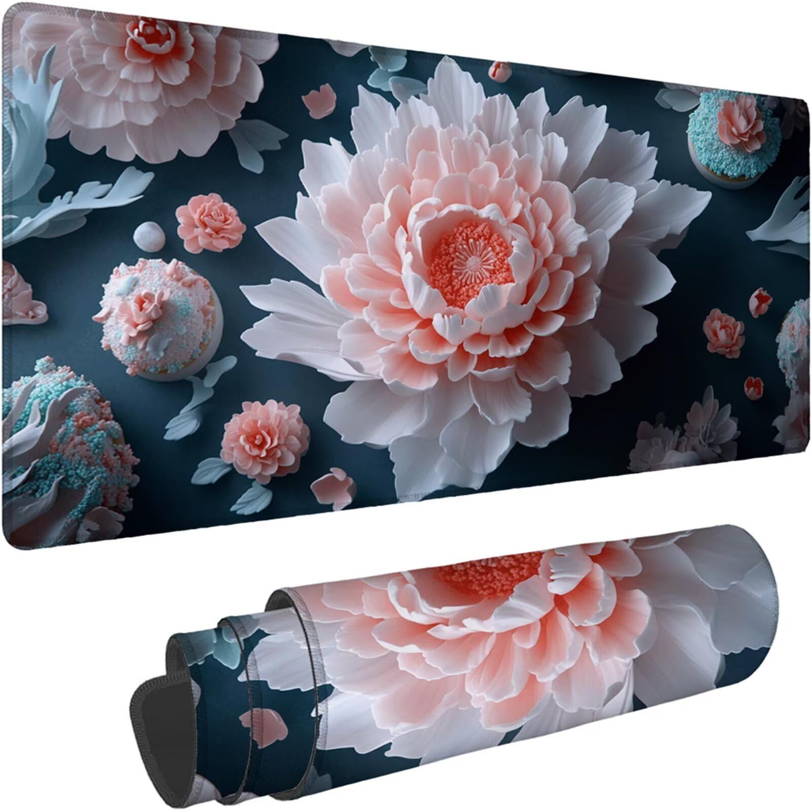 Gamingowa podkładka pod mysz 1200 x 600 x 3 mm, XXL, wodoszczelna, odporna na ścieranie, z przyszytymi krawędziami, niebieska, podkładka na biurko, poprawia prędkość i precyzję pod laptopa, komputer