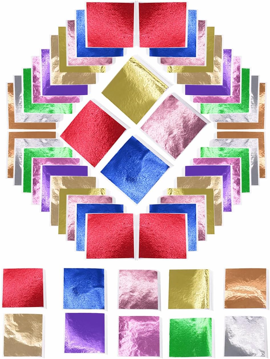 Amazon.com: 10 Colors 100PCS Gold Foil Leaf Sheet, 3.15 * 3.35inches ...