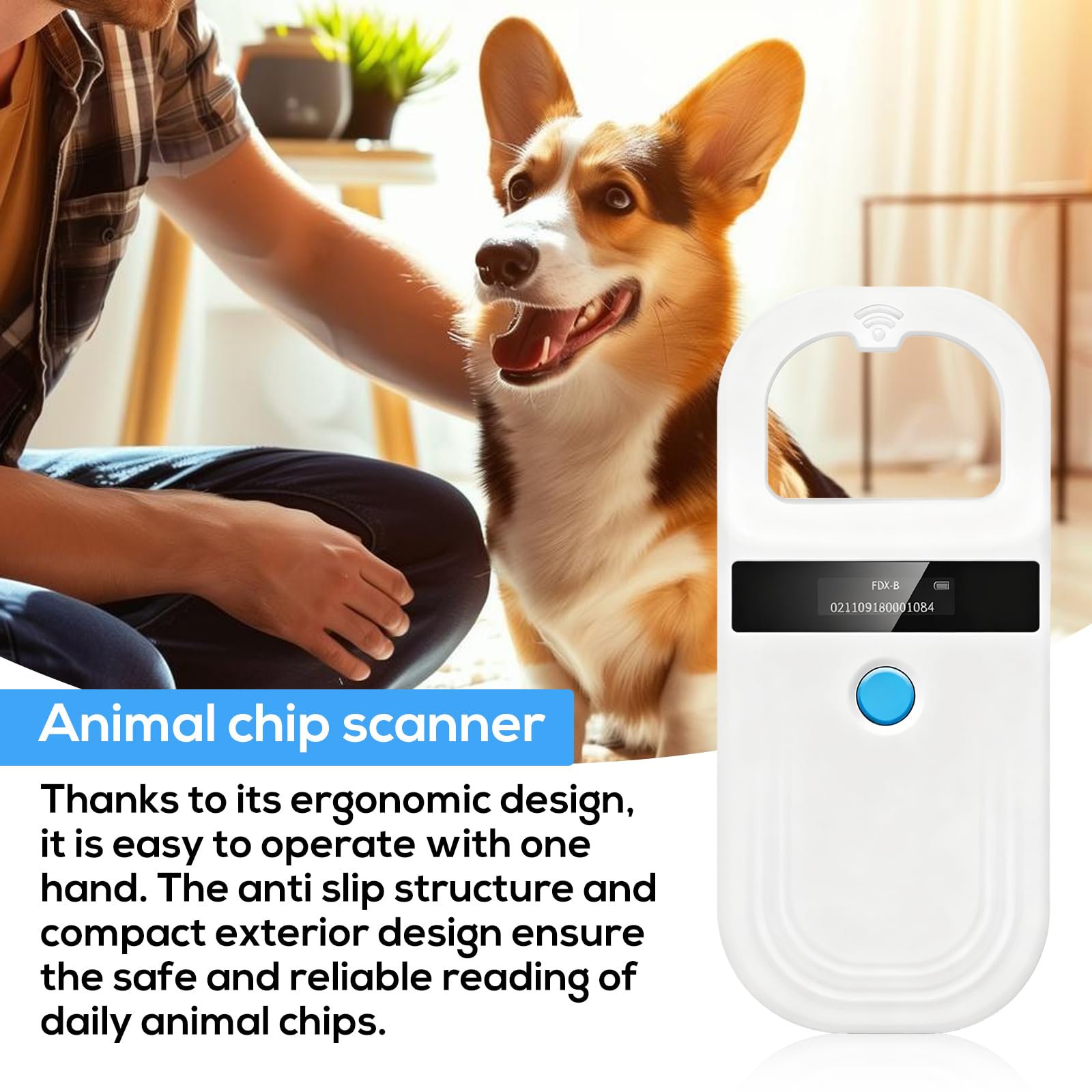 Lecteur De Puces, Lecteur D'identification D'animal, Rechargeable Rfid Emid Lecteur Puce Animaux, 134,2 Khz 125 Khz, Lecteur D'Étiquettes D'animaux Pour Animaux De Compagnie/Cochons/Chiens/Chats