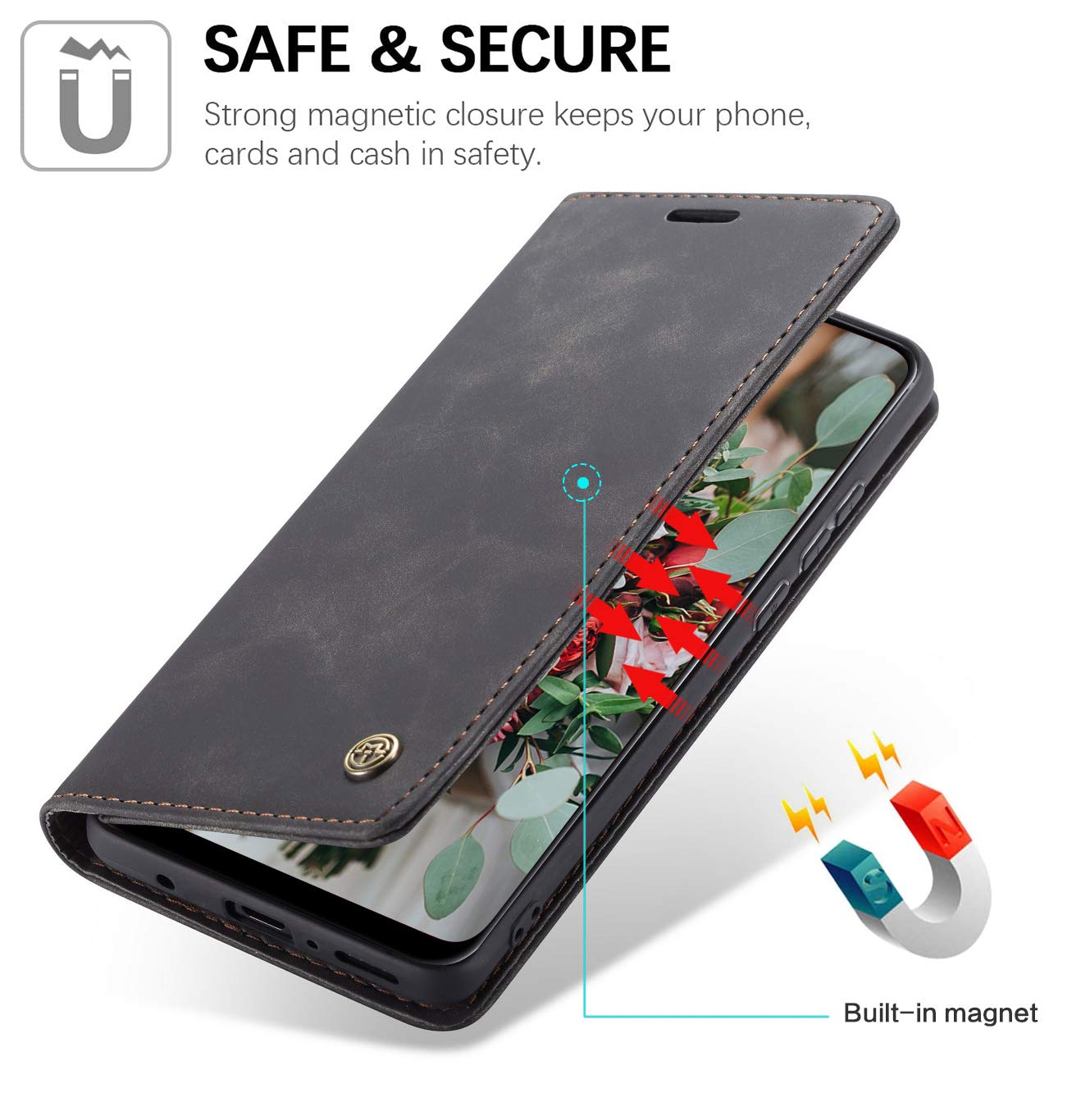 xinyunew Cover per Xiaomi Redmi Note 14 Pro 5G Libro Custodia Xiaomi Redmi Note 14 Pro 5G Portafoglio Pelle Premium Magnetica Flip Cover Xiaomi Redmi Note 14 Pro 5G -Rosso