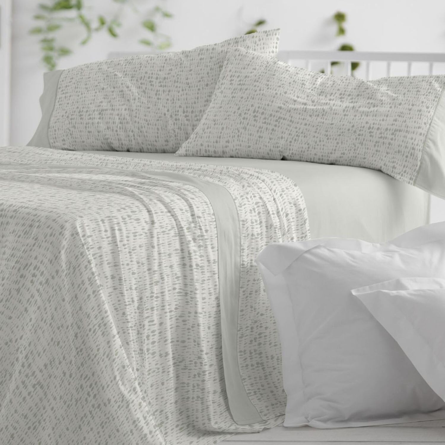 Burrito Blanco | Juego de Sábanas Algodón/Poliéster Cama 150-160 Salvia | 4 Piezas: Bajera, Encimera y 2 Fundas | 50% Algodón 50% Poliéster | 144 Hilos | Tacto Suave | Larga Duración