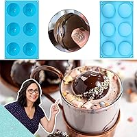 Vista 5 de Hot Chocolate Bomb Silicone Mold 2.5 Inch Sphere - Large Round Semi Sphere for Hot Cocoa Bombs, Ball and Half Dome (3Pcs Blue)
