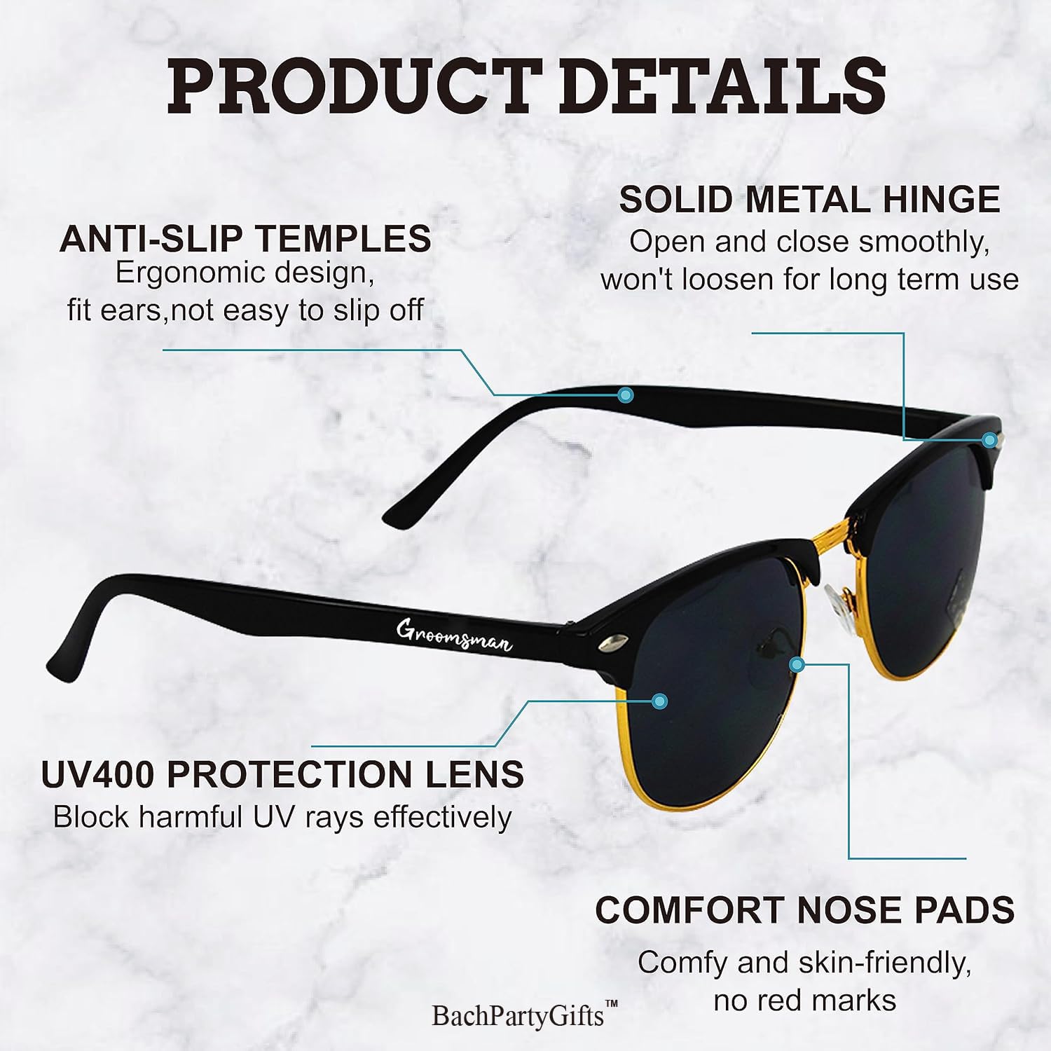 Groomsmen Sunglasses for Men - Wedding Sunglasses for Groomsman Proposal Gifts, Bachelor Party Favors