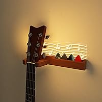 Vista 6 de Guitar Wall Mount Stand with LED Lights - Solid Wood & Acrylic USB-Powered Guitar Accessories - Gift for Men, Guitar Players, Music Lovers