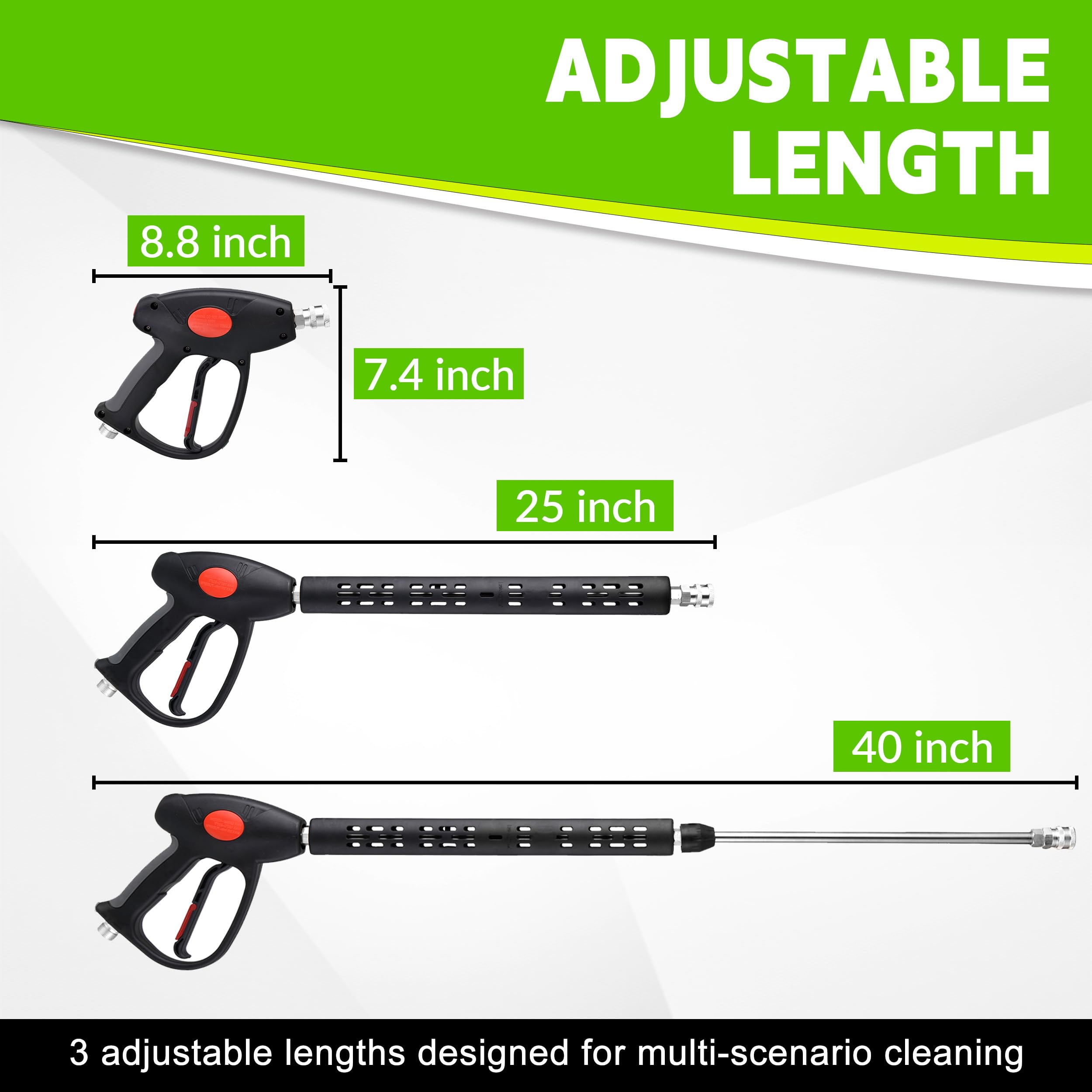 M MINGLE Kit de manguera y pistola para lavadora a presión, manguera de lavado a presión de 25 pies con 5 puntas | Ajuste M22-14 mm, repuesto para Ryobi, Simpson, Craftsman, ideal para lavado profundo de coche, entrada, patio y hogar