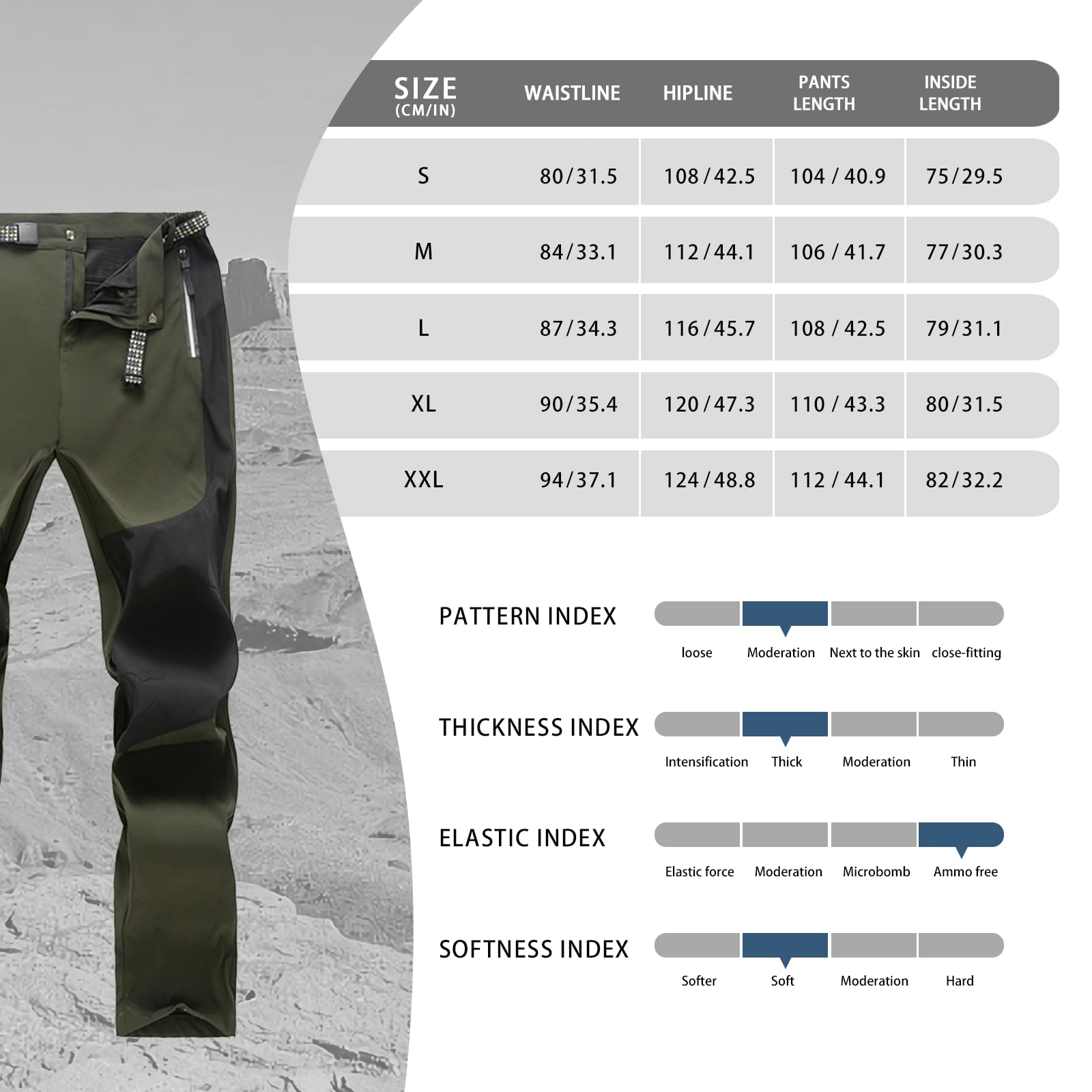 BWBIKE Pantaloni da Trekking da Uomo Pantaloni da Lavoro Leggeri da Esterno Pantaloni Cargo Elasticizzati Resistenti all'Acqua Pantaloni da Pesca da Campeggio Sportivi da Uomo
