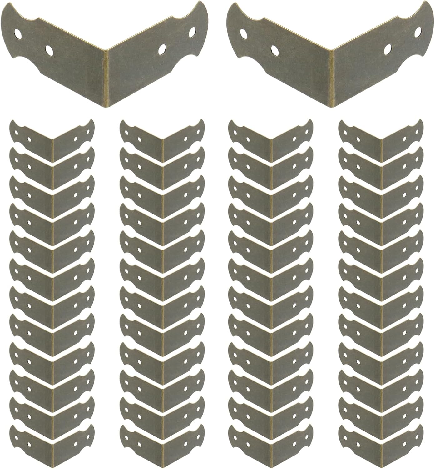 T Tulead 50PCS Antique Corner Protectors Decorative Corner Bumpers Bronze Corner Brackets Right Angle Edge 1.6"x1.6"x0.7" with Mounting Screws