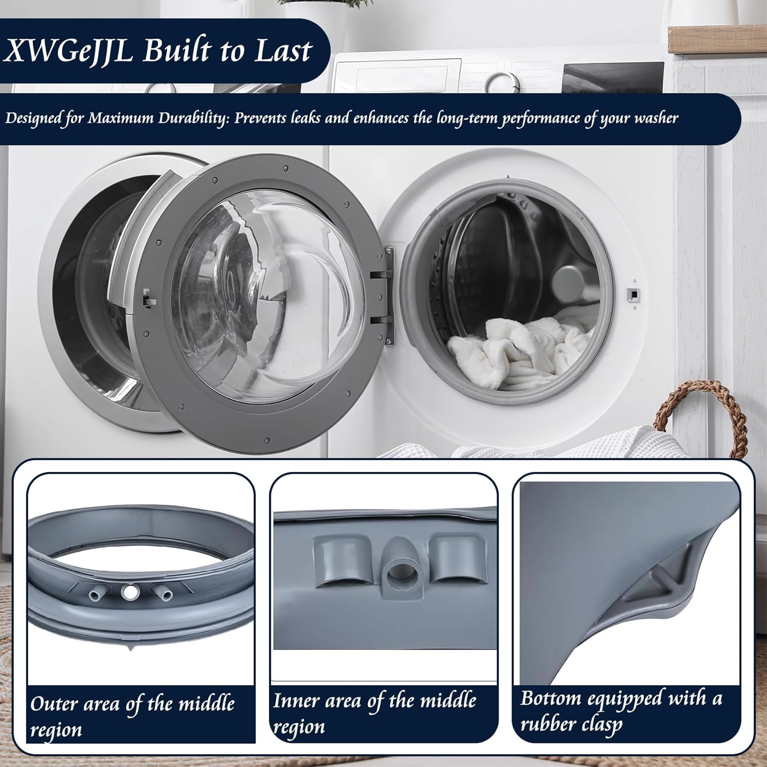 5304505004 Washer Door Gasket Replacement Compatible with Frigidaire Electrolux Front Load Washer Door Bellow Boot Gasket Seal 55-5304505004 5304516744 5304505239 4931397 PS12731388